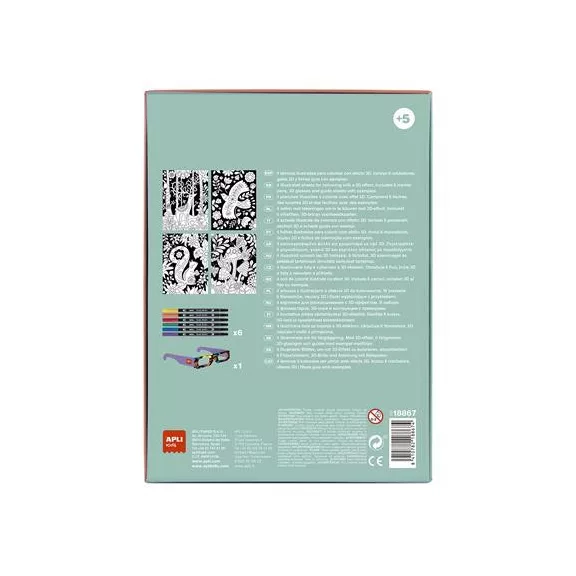 3D hatású színező szett, APLI Kids "Coloring 3D", 11 részes