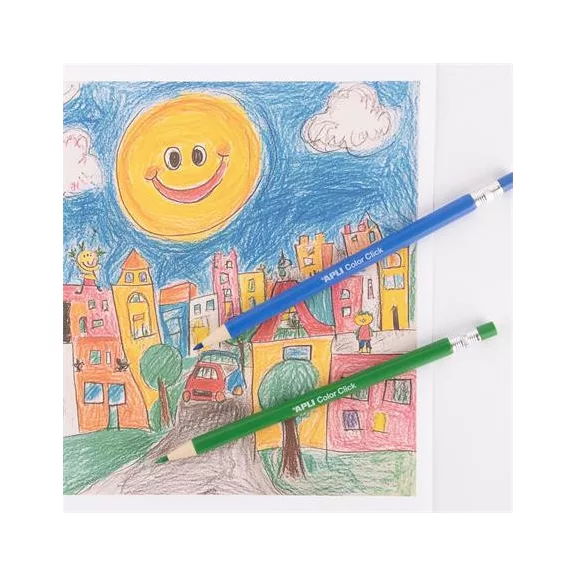 Színes töltőceruza készlet, ceruzatartóban, APLI "Color Click", 12 különböző szín