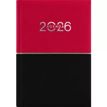  Naptár, tervező, B6, heti, DAYLINER "Contrast", piros-fekete
