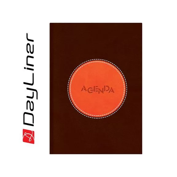 Naptár, tervező, A5, napi, DAYLINER "Central", barna-narancs
