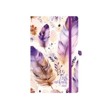   Naptár, tervező, A5, heti, TOPTIMER, "Csak Nőknek", lila toll