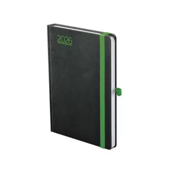   Naptár, tervező, B6, heti, TOPTIMER, "Nero", fekete-zöld
