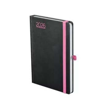   Naptár, tervező, A5, heti, TOPTIMER, "Nero", fekete-pink