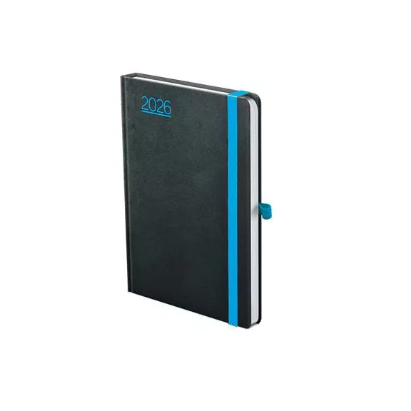 Naptár, tervező, A5, napi, TOPTIMER, "Nero", fekete-kék