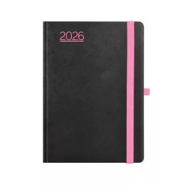   Naptár, tervező, A5, napi, TOPTIMER, "Nero", fekete-pink