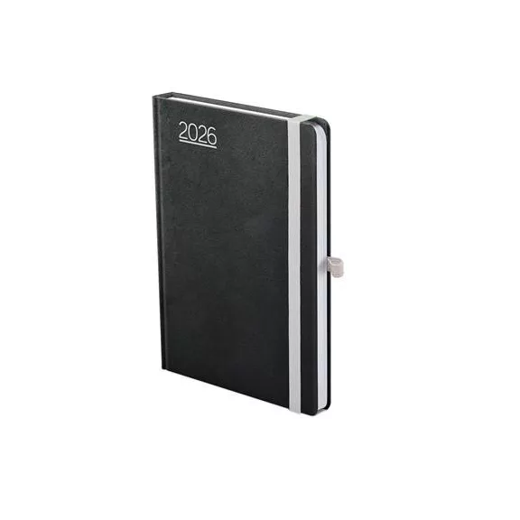 Naptár, tervező, A5, napi, TOPTIMER, "Nero", fekete-szürke