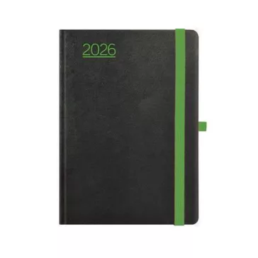   Naptár, tervező, A5, napi, TOPTIMER, "Nero", fekete-zöld