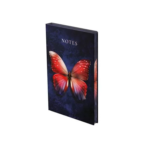 Jegyzetfüzet, A5, vonalas, 96 lap, TOPTIMER "Notes", piros pillangó