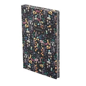   Jegyzetfüzet, A5, vonalas, 96 lap, TOPTIMER "Notes", fekete virágos