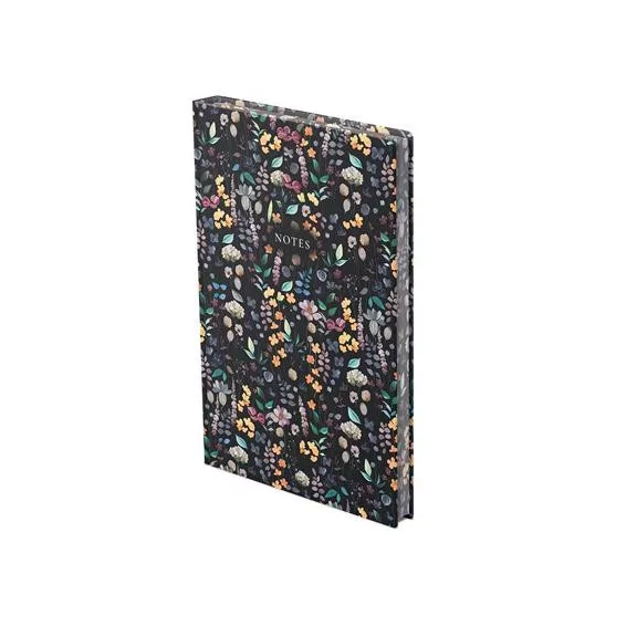 Jegyzetfüzet, A5, vonalas, 96 lap, TOPTIMER "Notes", fekete virágos