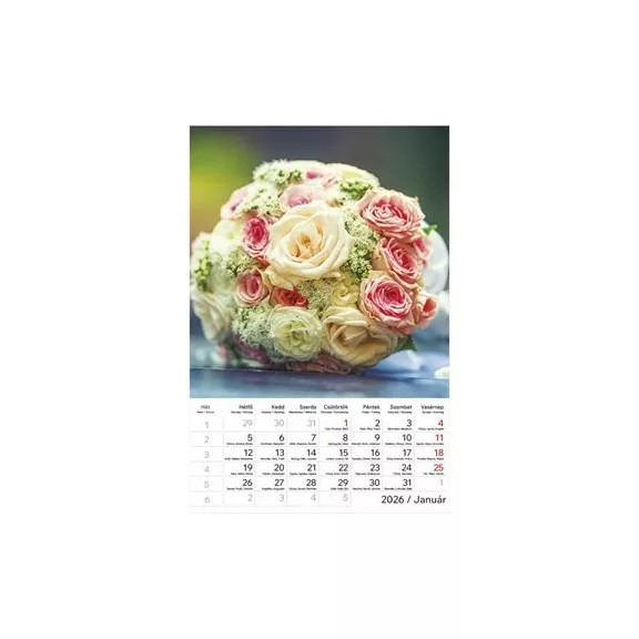 Naptár, fali, TOPTIMER "Virágcsokrok"