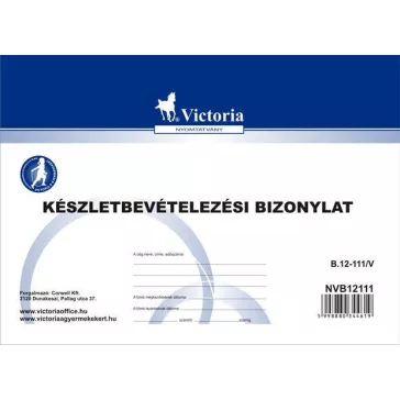   Nyomtatvány, készletbevételezési bizonylat, 25x4, A5, VICTORIA PAPER "B.12-111", 10 tömb/csomag