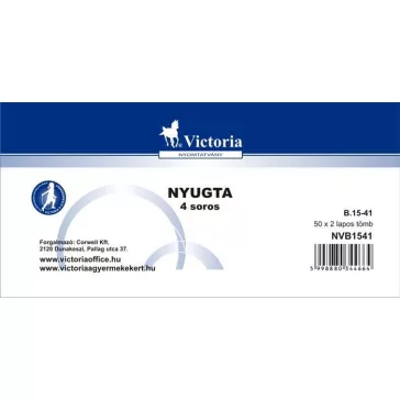   Nyomtatvány, nyugta 4 soros, 50x2, VICTORIA PAPER "B.15-41", 20 tömb/csomag