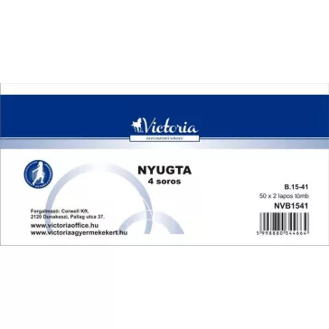   Nyomtatvány, nyugta 4 soros, 50x2, VICTORIA PAPER "B.15-41", 20 tömb/csomag