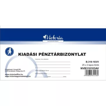   Nyomtatvány, kiadási pénztárbizonylat, 25x2, VICTORIA PAPER "B.318-103", 10 tömb/csomag