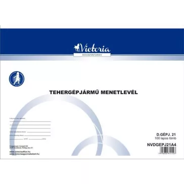   Nyomtatvány, menetlevél, tehergépjármű, 100 lap, A4, fekvő, VICTORIA PAPER, "D.GÉPJ.21.", 10 tömb/csomag