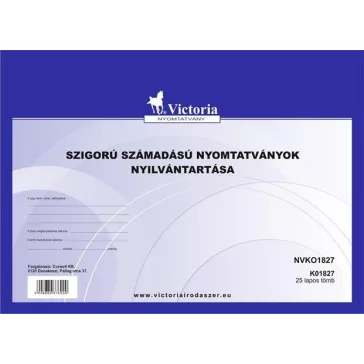   Nyomtatvány, szigorú számadású nyomtatványok nyilvántartása, 25 lap, A4, VICTORIA PAPER, 10 tömb/csomag