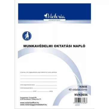   Nyomtatvány, munkavédelmi oktatási napló, 40 oldal, A4, VICTORIA PAPER, 10 tömb/csomag