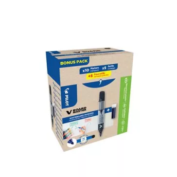   Táblamarker, 2,3 mm, kúpos, PILOT "V-Board Master, Bonus Pack", fekete + betét
