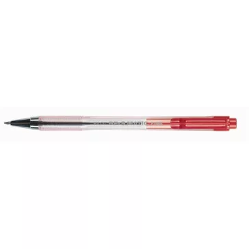   Golyóstoll, 0,27 mm, nyomógombos, átlátszó tolltest, PILOT "BP-S Matic", piros