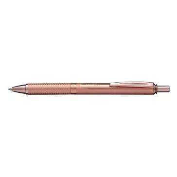   Zseléstoll, 0,35 mm, nyomógombos, rosegold tolltest, PENTEL "EnerGel BL-407" fekete, ajándék kék tollbetéttel