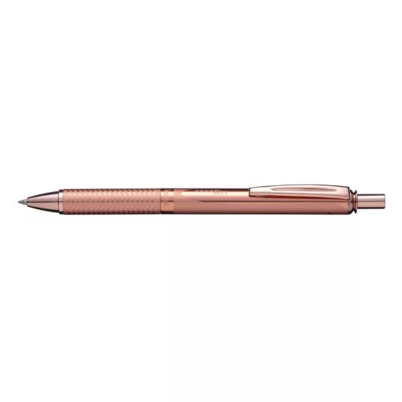 Zseléstoll, 0,35 mm, nyomógombos, rosegold tolltest, PENTEL "EnerGel BL-407" fekete, ajándék kék tollbetéttel
