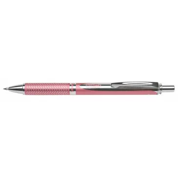  Zseléstoll, 0,35 mm, nyomógombos, rózsaszín tolltest, PENTEL "EnerGel BL-407" fekete, ajándék kék tollbetéttel