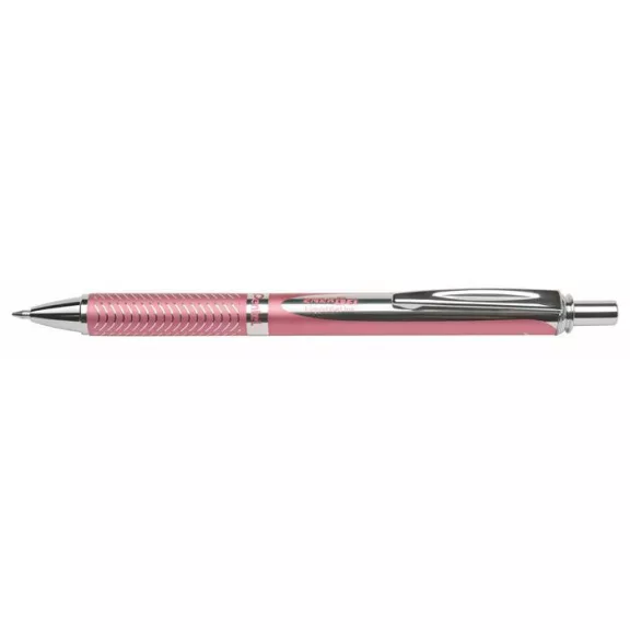 Zseléstoll, 0,35 mm, nyomógombos, rózsaszín tolltest, PENTEL "EnerGel BL-407" fekete, ajándék kék tollbetéttel