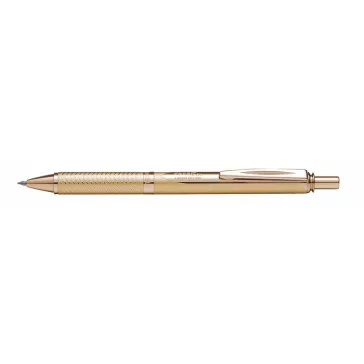   Zseléstoll, 0,35 mm, nyomógombos, arany tolltest, PENTEL "EnerGel BL-407" fekete, ajándék kék tollbetéttel