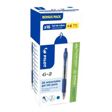   Zseléstoll, 0,25 mm, nyomógombos, PILOT "G-2, Bonus Pack", kék