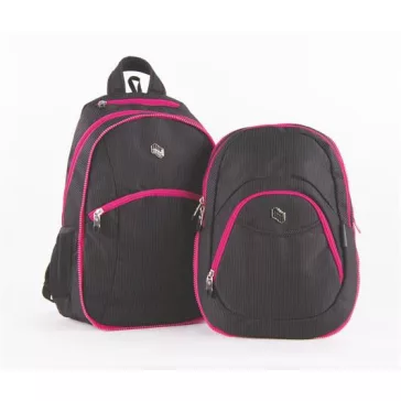   Hátizsák, 2in1, notebook tartóval és audió csatlakozóval, PULSE "Teens", pink-fekete
