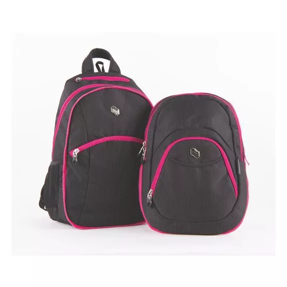 Hátizsák, 2in1, notebook tartóval és audió csatlakozóval, PULSE "Teens", pink-fekete