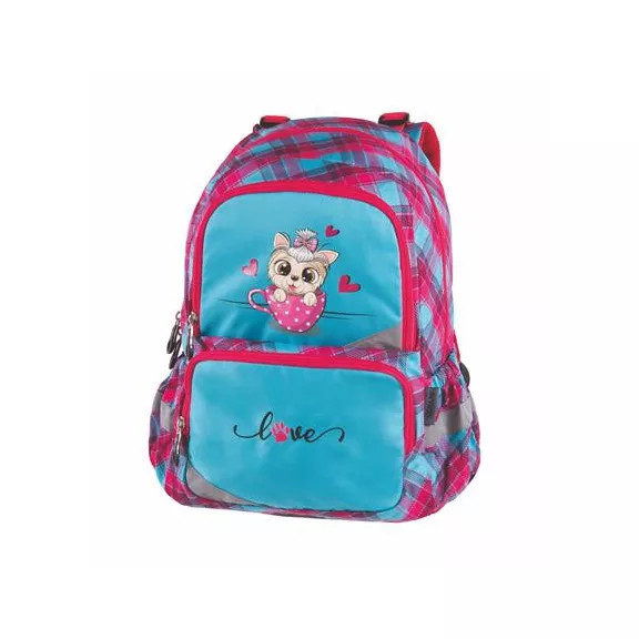 Hátizsák, anatómiai, PULSE "Anatomic Kitty Love", világoskék-rózsaszín