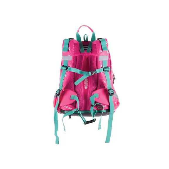 Hátizsák, anatómiai, PULSE "Anatomic Miu Mrrr", zöld-rózsaszín