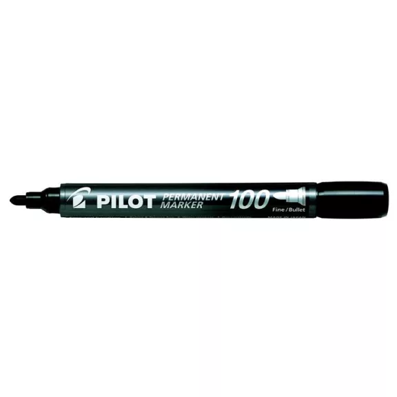 Alkoholos marker, 1 mm, kúpos, PILOT "Permanent Marker 100", fekete