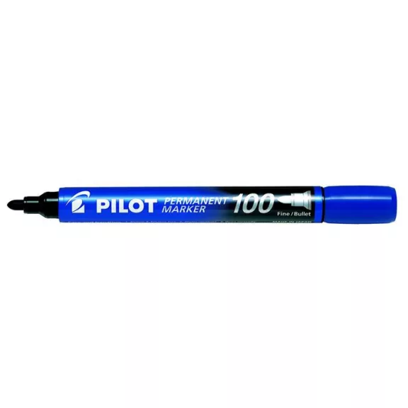 Alkoholos marker, 1 mm, kúpos, PILOT "Permanent Marker 100", kék