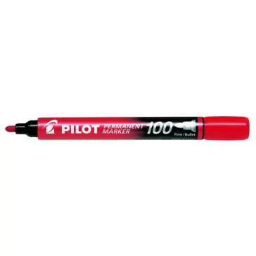   Alkoholos marker, 1 mm, kúpos, PILOT "Permanent Marker 100", piros