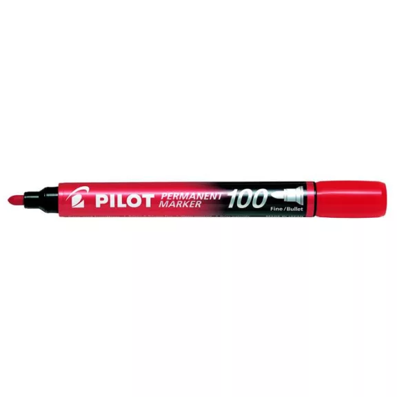 Alkoholos marker, 1 mm, kúpos, PILOT "Permanent Marker 100", piros