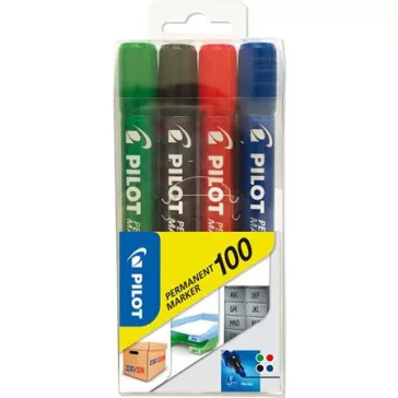   Alkoholos marker, 1 mm, kúpos, PILOT "Permanent Marker 100", 4 szín