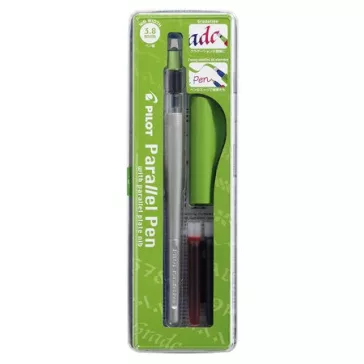   Töltőtoll, 0,5-3,8 mm, zöld kupak, PILOT "Parallel Pen"