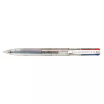   Golyóstoll, 0,27 mm, nyomógombos, áttetsző, PILOT "Super Grip G", négyszínű