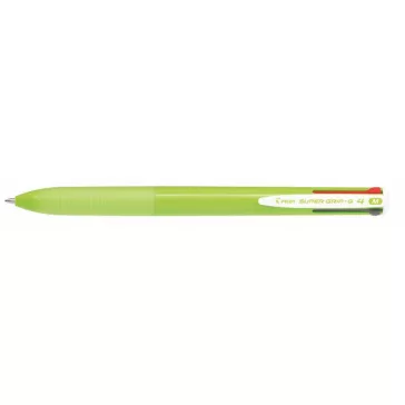   Golyóstoll, 0,27 mm, nyomógombos, világoszöld tolltest, PILOT "Super Grip G", négyszínű