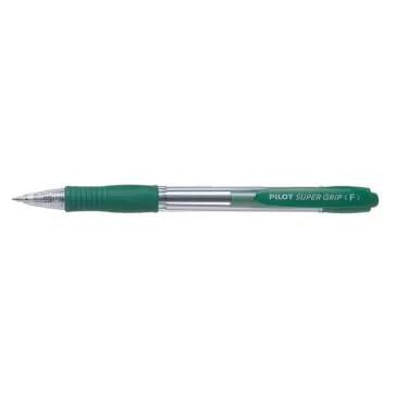   Golyóstoll, 0,22 mm, nyomógombos, PILOT "Super Grip", zöld