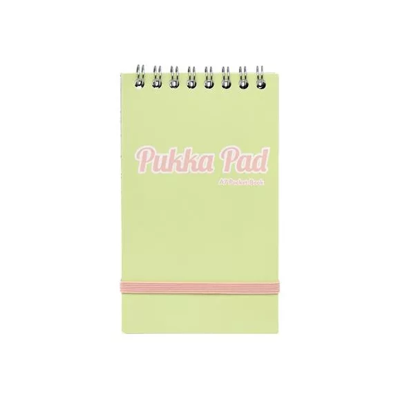 Jegyzetfüzet, spirálozott, A7, vonalas, 50 lap, PUKKA PAD "Pastel", vegyes színek