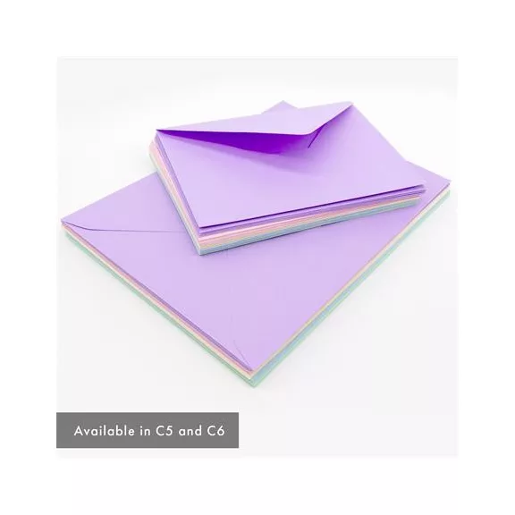 Boríték, C6, enyvezett, PUKKA PAD "Pastel", vegyes színek