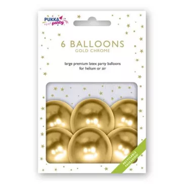 Léggömb, 30 cm, PUKKA PAD, metál arany