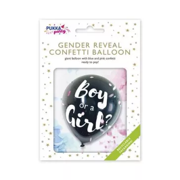   Léggömb, 91 cm, PUKKA PAD "Boy or a Girl", konfettivel