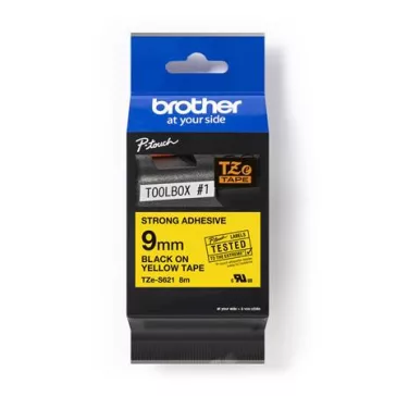  Feliratozógép szalag, 9 mm x 8 m, BROTHER, "TZe-621" sárga-fekete