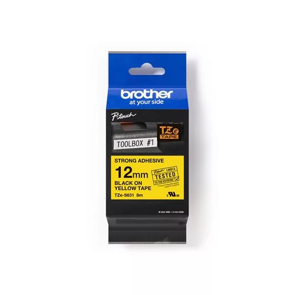 Feliratozógép szalag, 12 mm x 8 m, BROTHER, "TZe-631" sárga-fekete Feliratozógép szalag, 12 mm x 8 m, BROTHER, "TZe-631" sárga-fekete