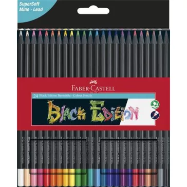   Színes ceruza készlet, háromszögletű, FABER-CASTELL "Black Edition", 24 különböző szín